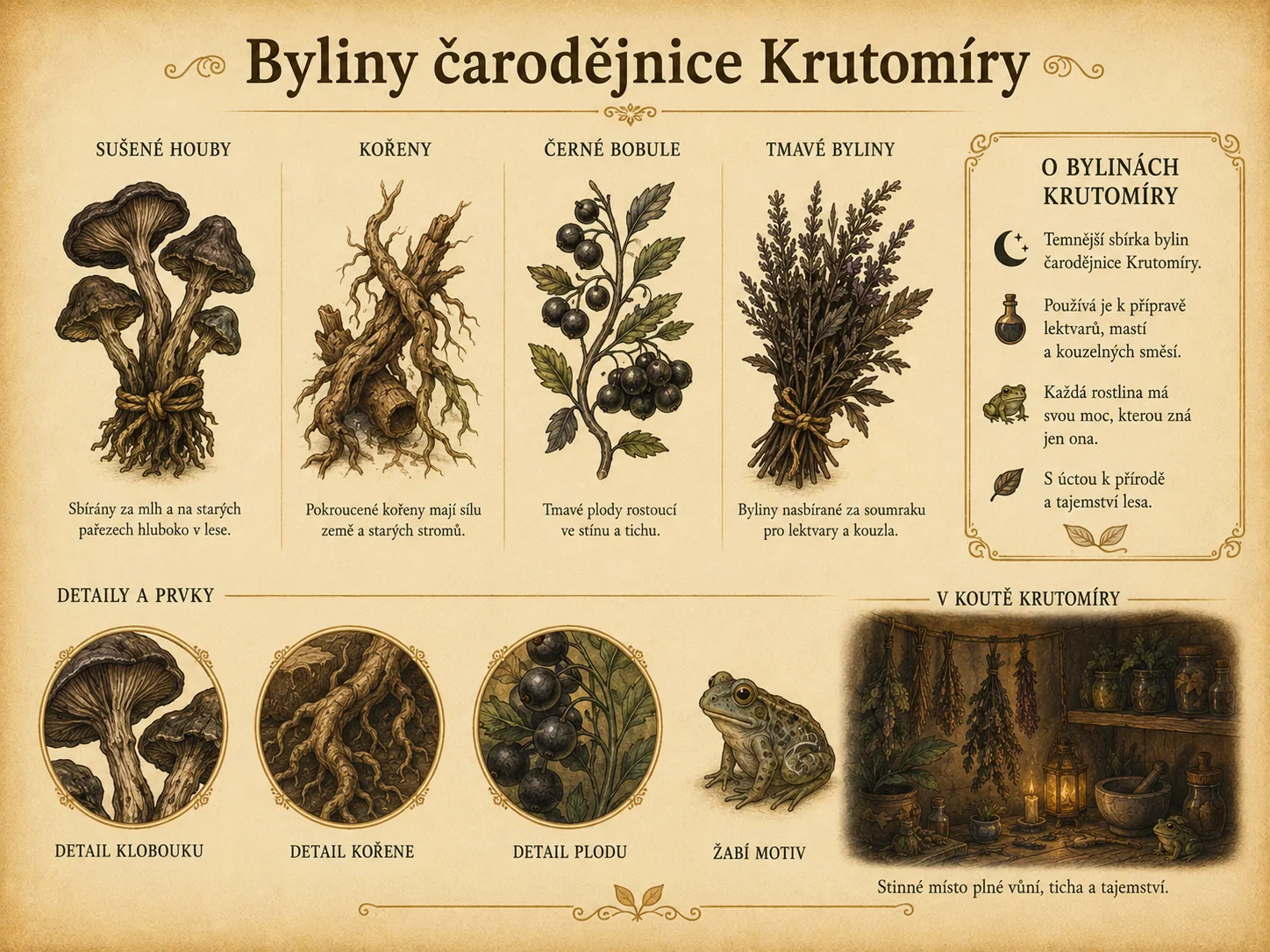 Temnější byliny z pohádkového světa čarodějnice Krutomíry.